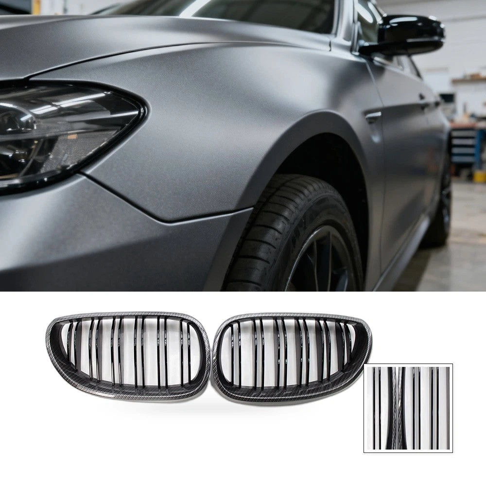 Carbon Pattern Dual Line Front Grille for BMW 5 Series E60 E61 (2004–2009)