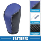 Gear Shifting Knob Cover for Mazda 3 (2011–2013) Black Faux Leather Blue Line