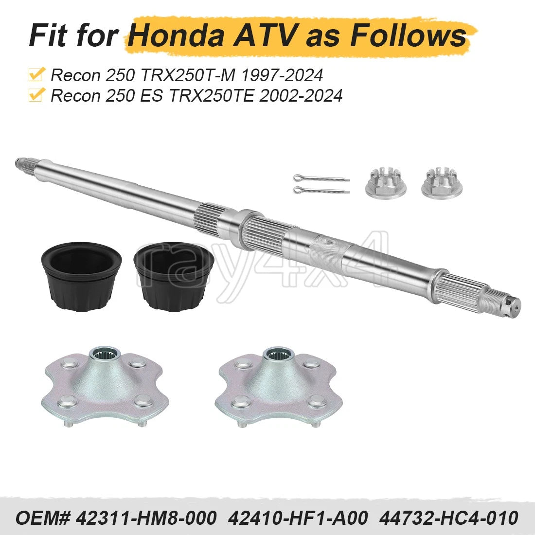 Rear Wheel Axle & Hubs & Center Caps for Honda Recon TRX250TM/TE (1997–2024)