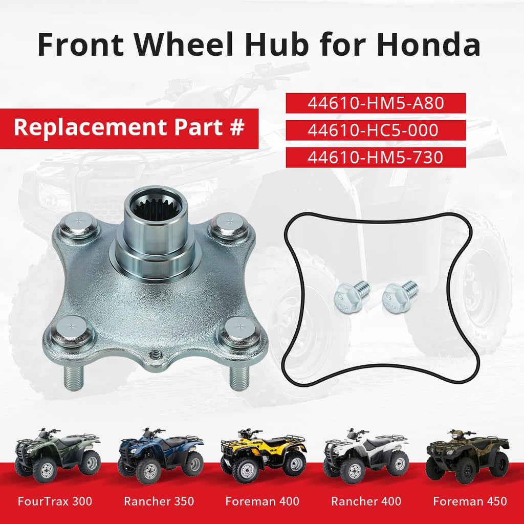 Front Wheel Hub w/ Bolts for Honda FourTrax 300 Rancher 350 400 Foreman 400 450 (1995–2006)