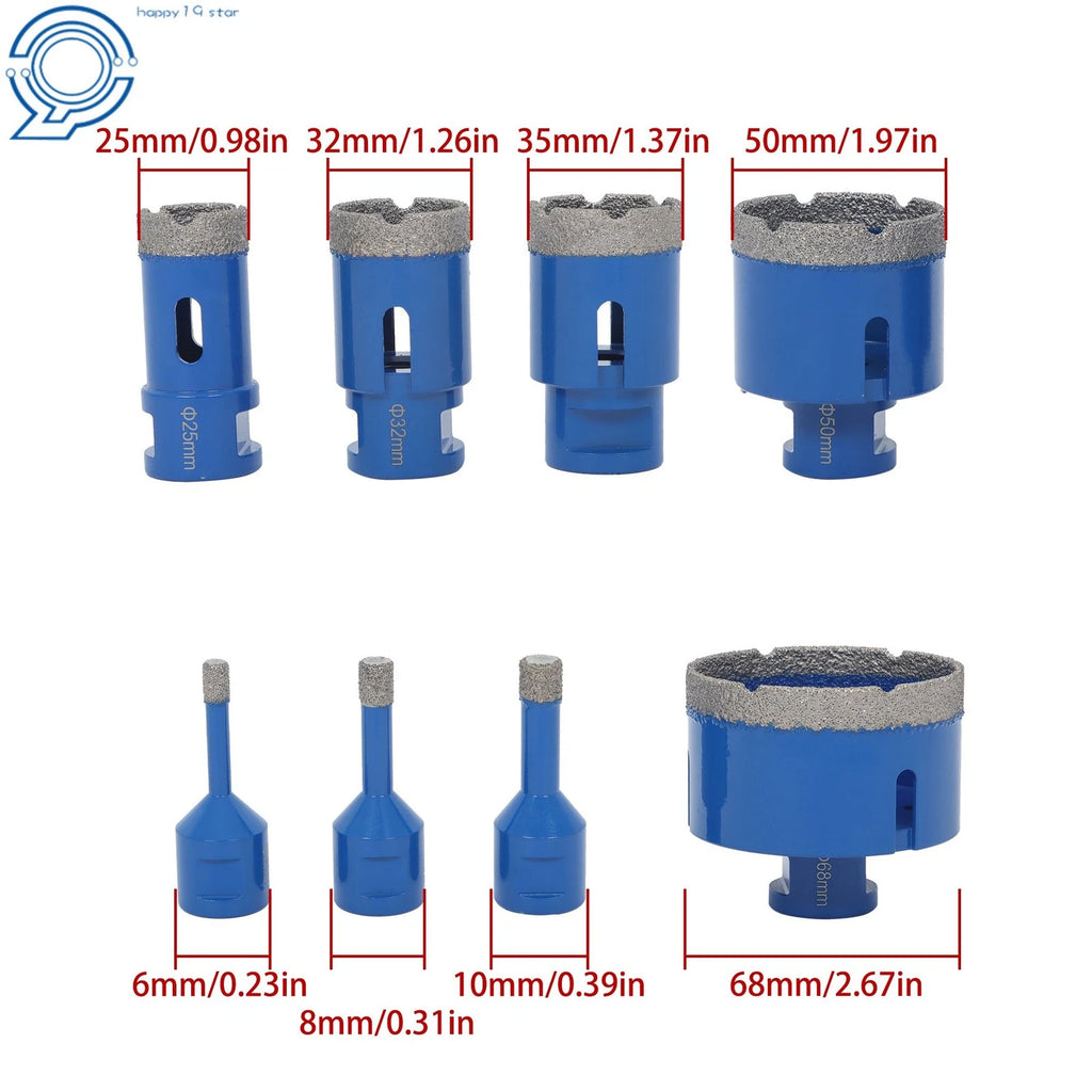 8-Piece Diamond Hole Saw Set for Ceramic & Marble Tiles