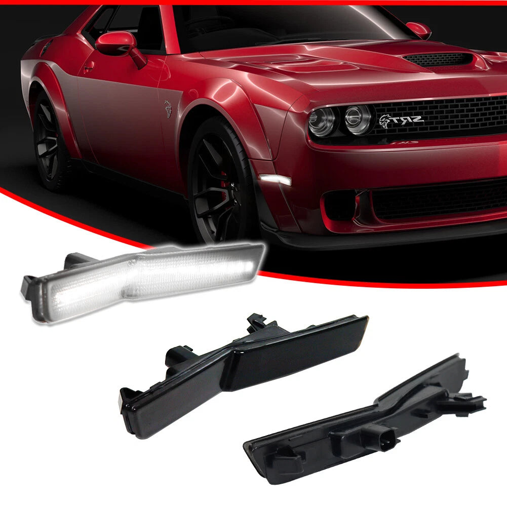 Smoke White LED Front Side Marker Lights for Dodge Challenger (2018–2022)