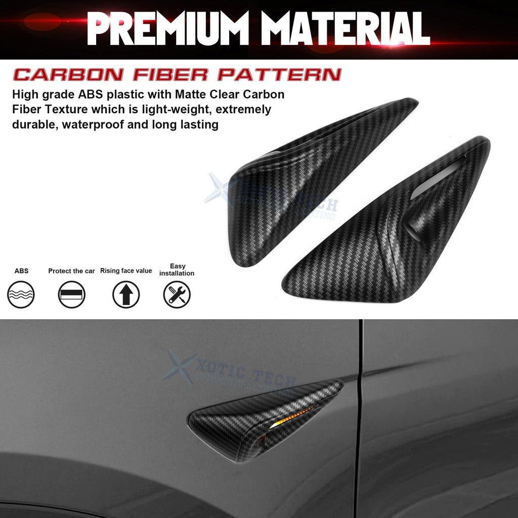 Matte Carbon Look Side Camera Trim Cover for Tesla Model 3 (2024-2024)