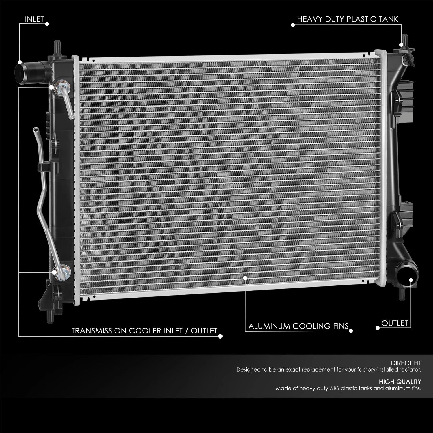 OE Style Aluminum Core Radiator for Hyundai Accent 2012–2017, Kia Rio 2012–2017 DPI 13253