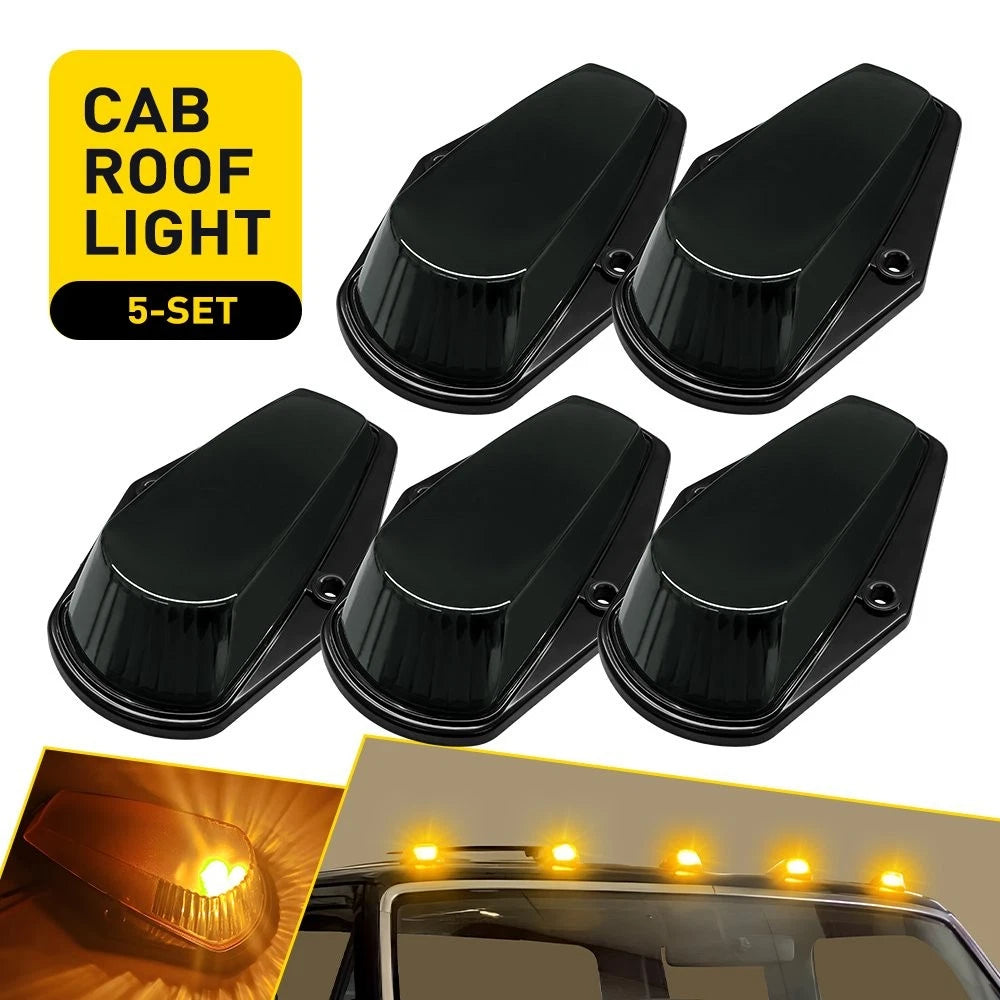5x Smoked Amber LED Cab Roof Marker Lights for Ford F150 F250 (1973–1997)