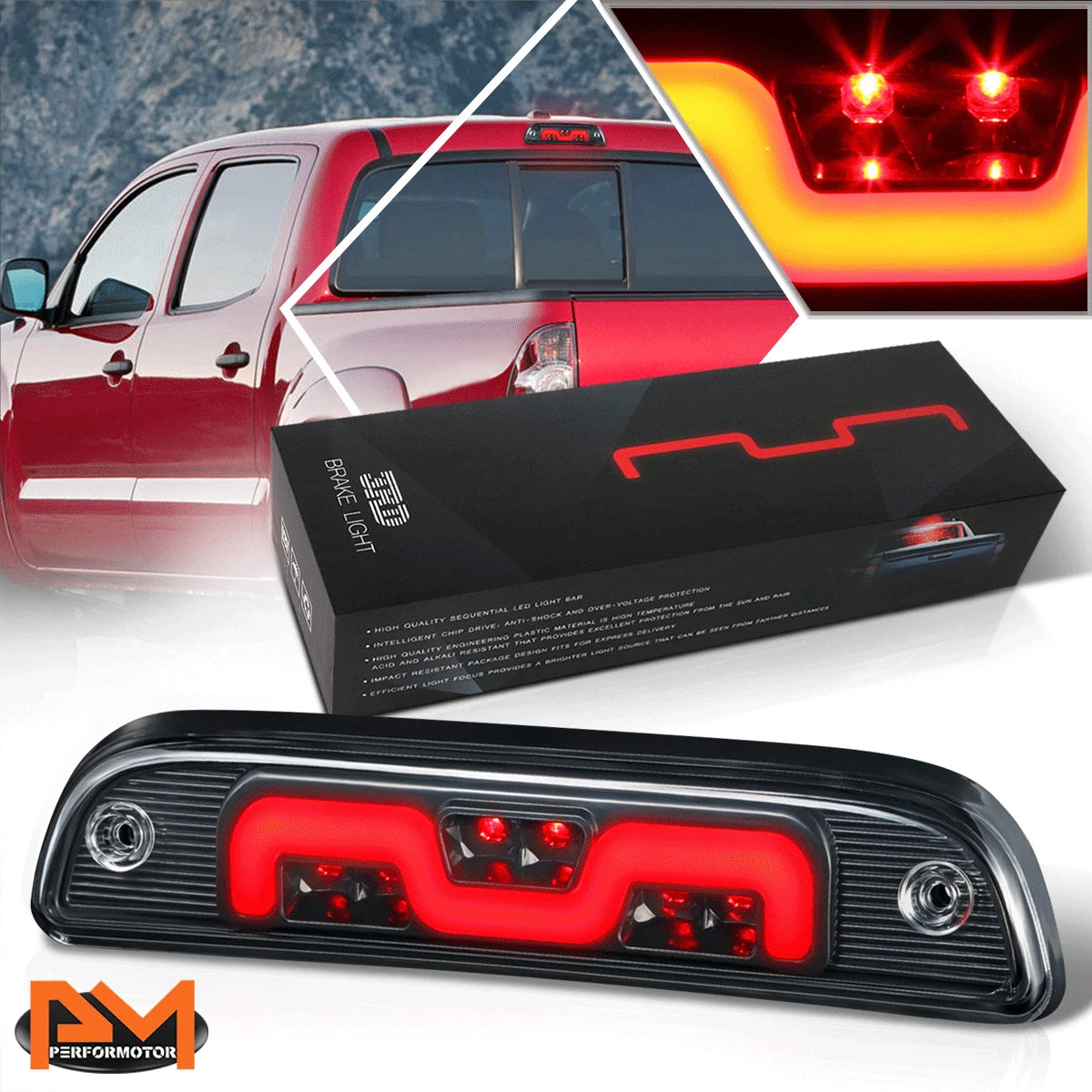 2X Nuvision 3D LED Bar 3rd Tail Brake Light for Tacoma (1995–2022)