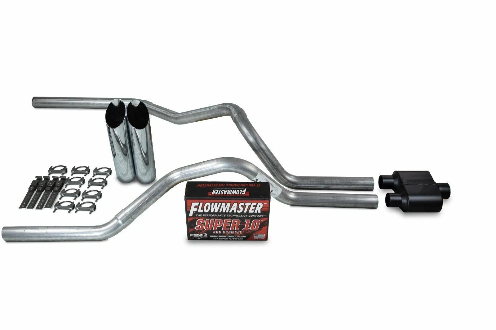 2.5" Dual Exhaust Kit for Ford F150 (2021–2025) - Flowmaster Super 10 Slash Tip