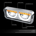 Chrome Full LED Halo Ring DRL Signal Headlights for Freightliner Kenworth (1981–2019)