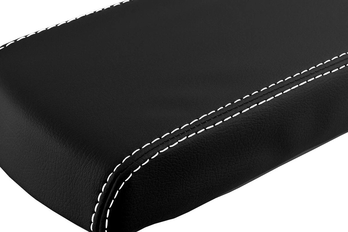 Leather Console Lid Armrest Cover for Dodge Durango (2004–2009) White Stitch