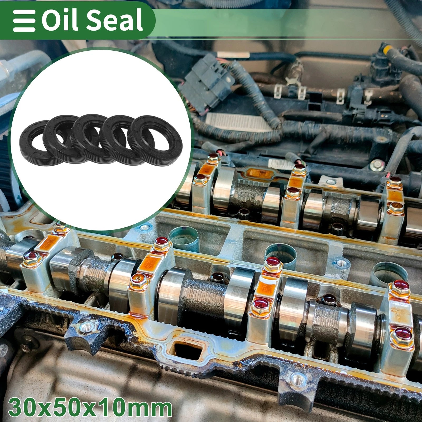 Set of 5 Oil Seal TG4 Lip Seal Ring 30x50x10mm NBR Rubber for Rotary Shaft