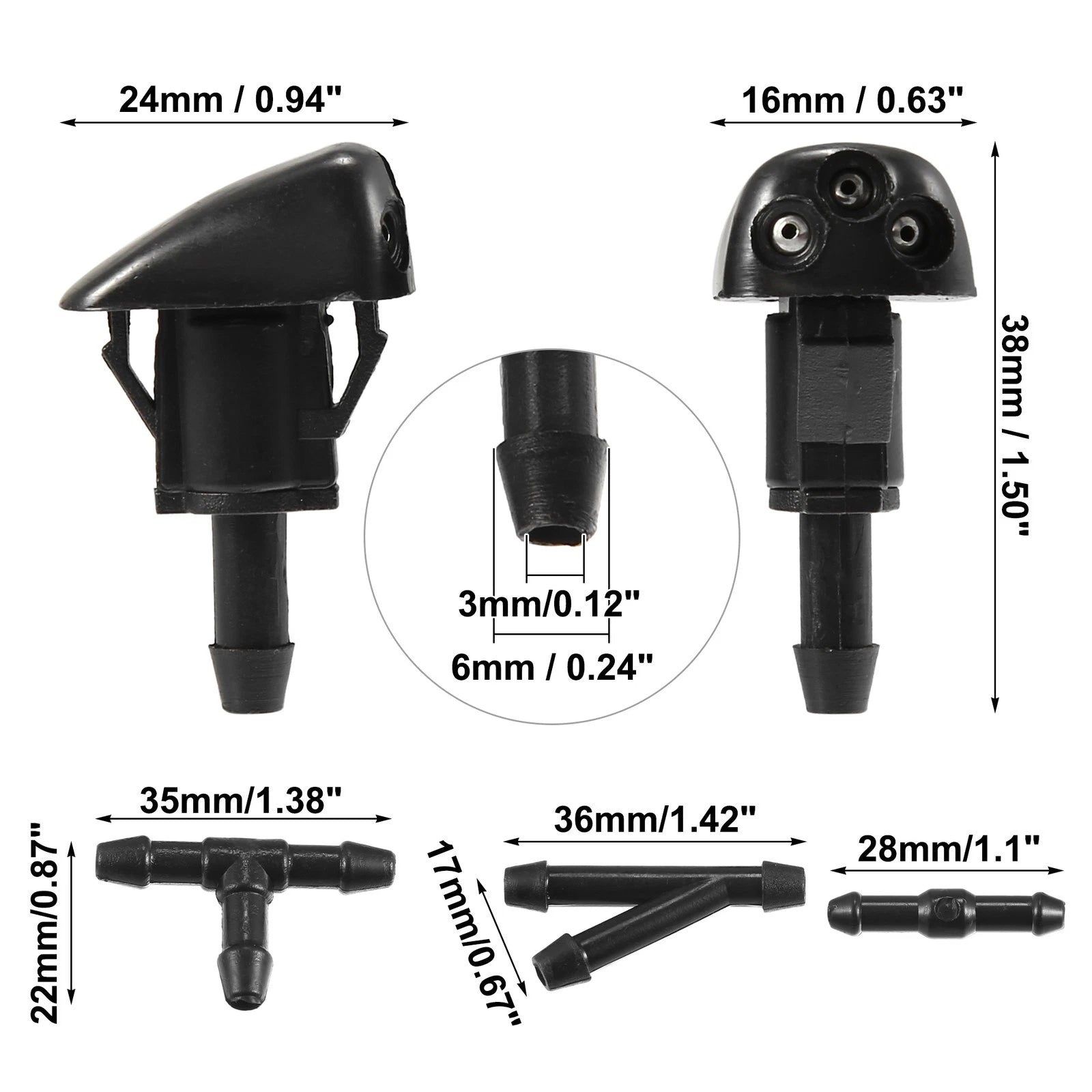 2X Windshield Washer Nozzle Hose Kit for Hyundai Kia (98630YY000)