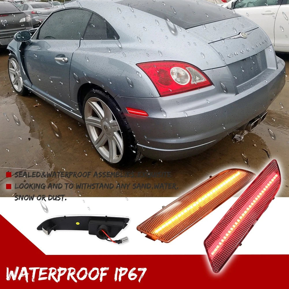 4X Clear Front & Rear Bumper Side Marker Lights for Chrysler Crossfire (2004–2008)