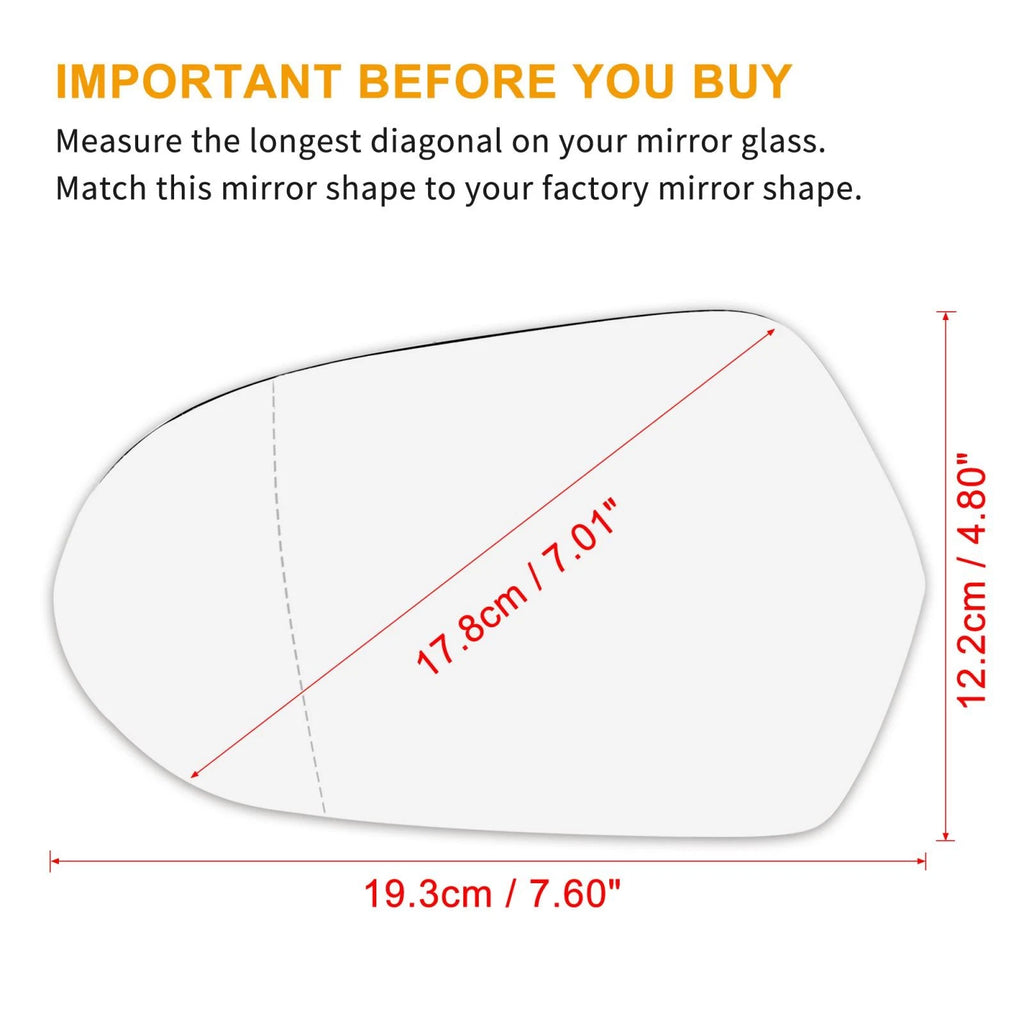 Heated Mirror Glass Replacement Left Side LH for Audi A6 Quattro S6 (1995–2011)