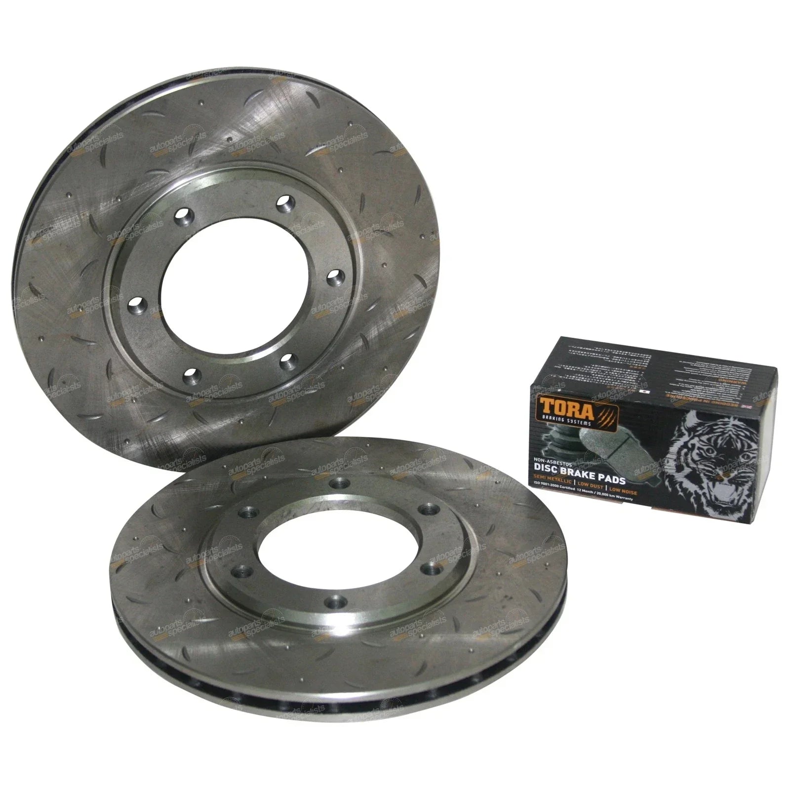 Slotted Drilled Front Disc Rotors + Brake Pads for Patrol MQ MK 160 GQ Y60
