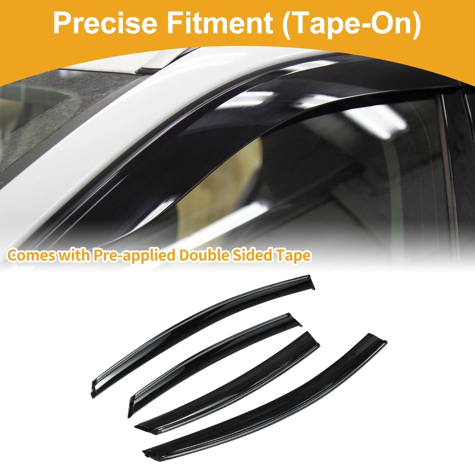 Set of 4 Window Deflectors for Ford Fusion (2006–2012) - Black Vent Visors
