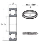 Deep Groove Ball Bearings 6808NR2RS for Scooter Skateboard (40x52x7mm)