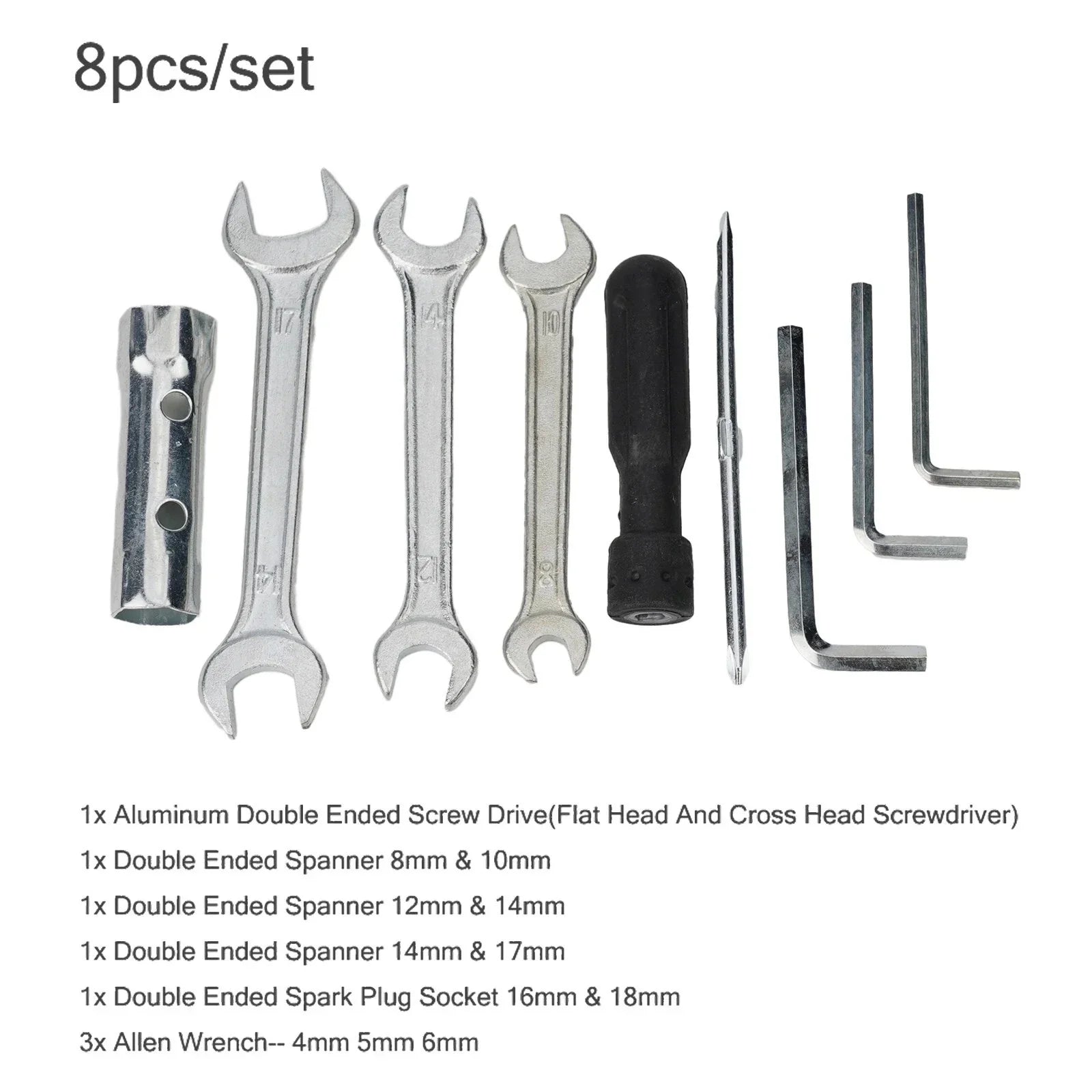 8Pcs Multifunctional Motorcycle Repair Tool Set Wrench Sleeve Screwdriver