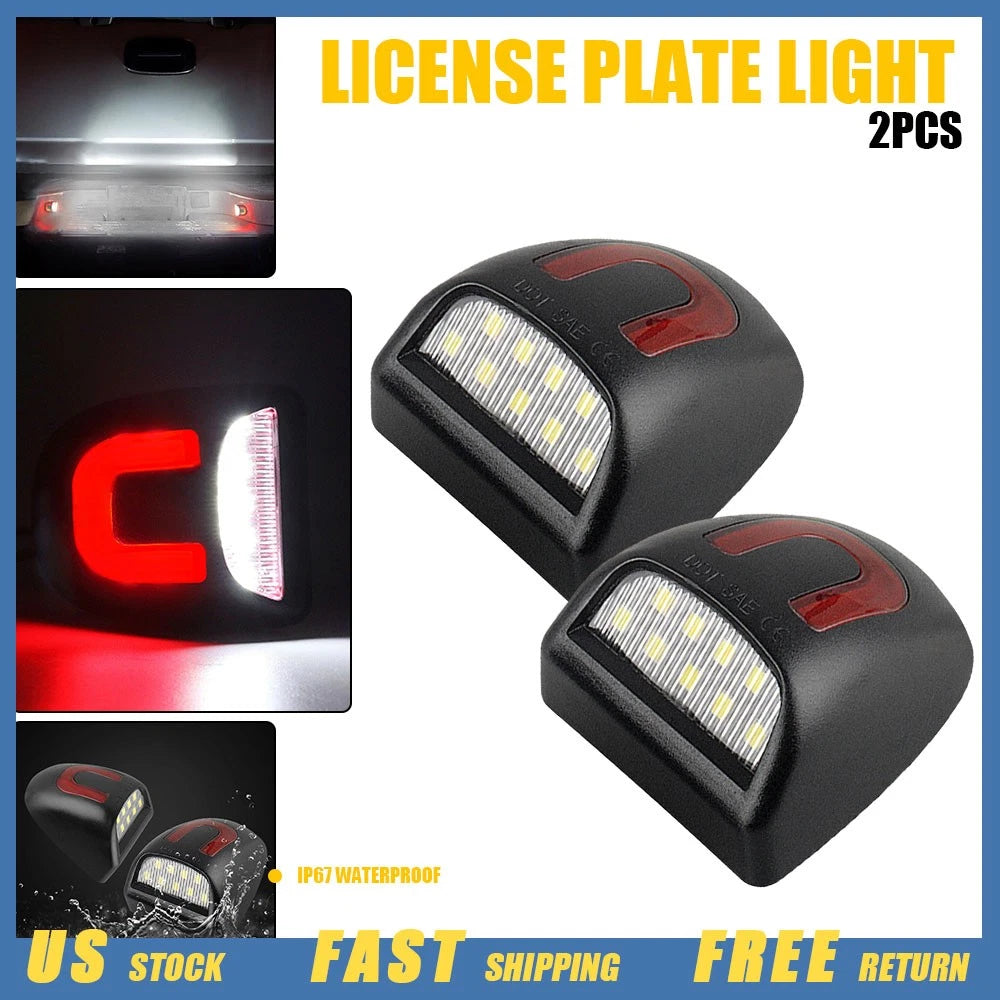 2X Red LED Tube License Plate Lights for Chevy GMC Silverado Sierra