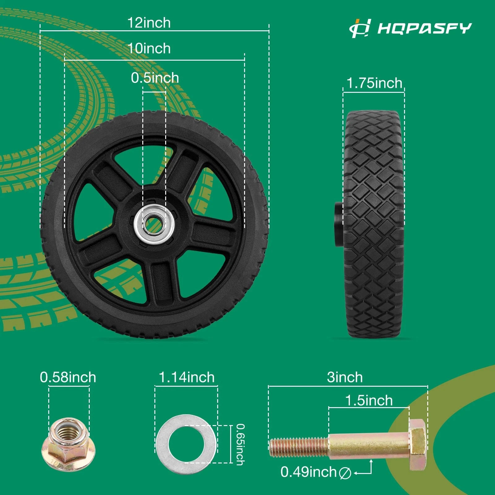 2X 12" Plastic Wheels for Craftsman Mower