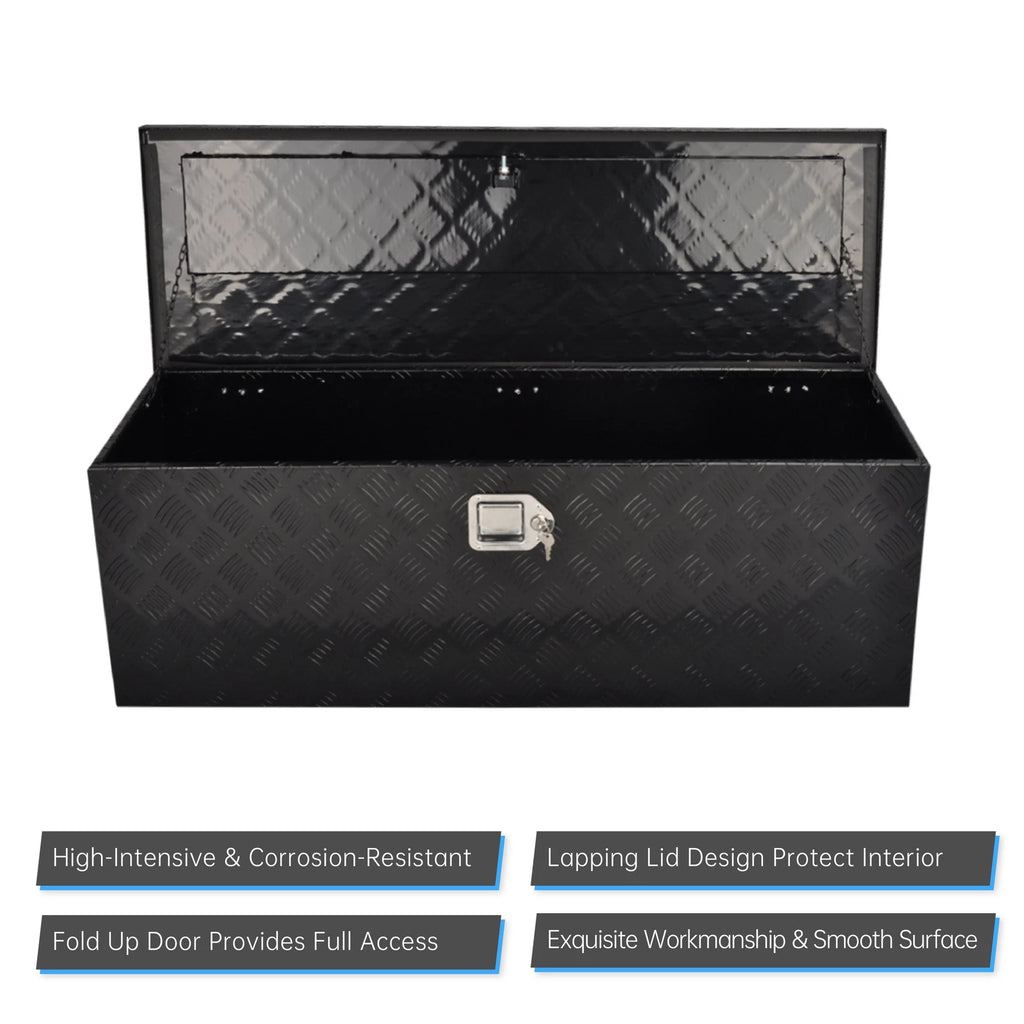Tool Box for Pickup Truck (44"X15"X15") - Black Aluminum with Lock & Key