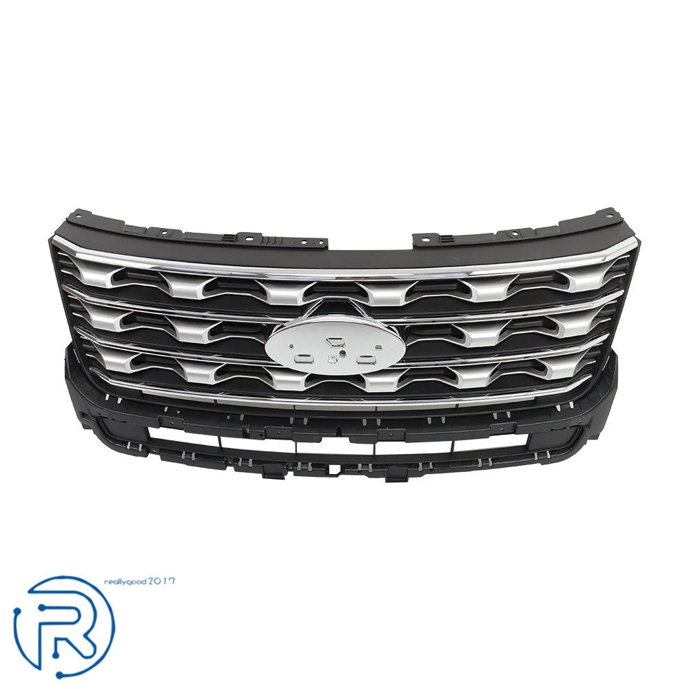Silver Coated Black Front Bumper Upper Grille for Ford Explorer (2016-2017)