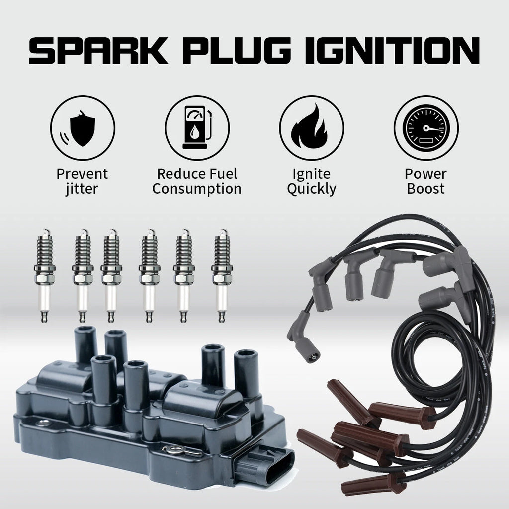 UF434 Ignition Coil & Iridium Spark Plug Wire for Chevrolet Pontiac 4.3L V6 (1996–2005)