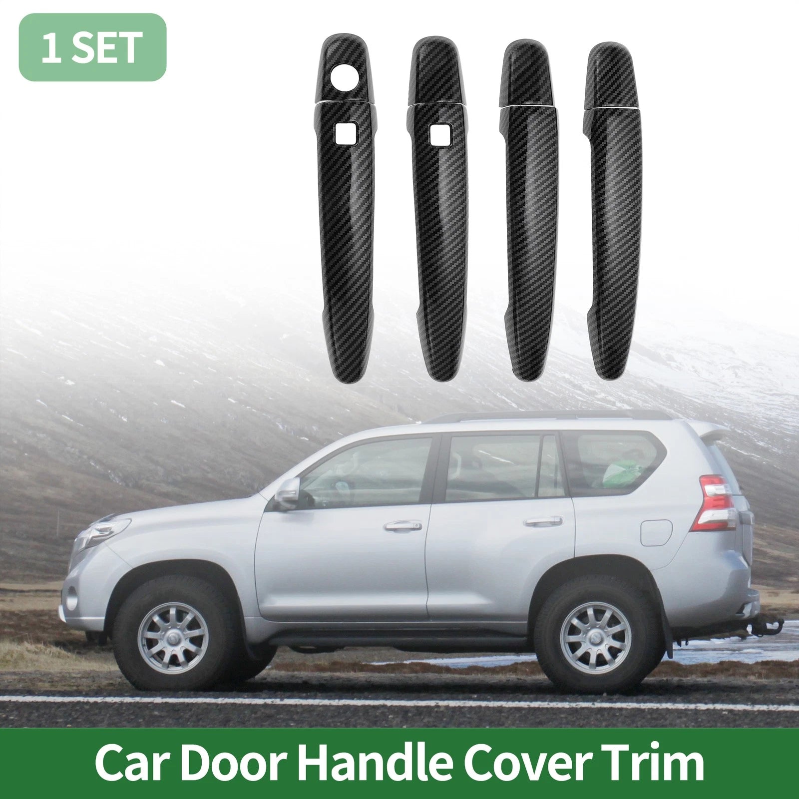 Carbon Fiber Door Handle Cover Trim for Toyota Highlander (2008–2013)