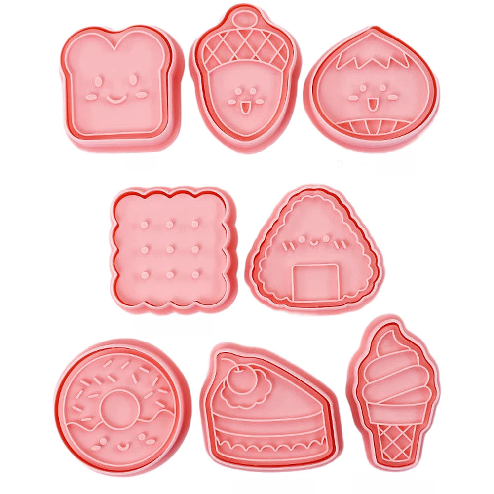 8 Piece Cookie Cutter Set for Baking (Cartoon Dessert Shapes)