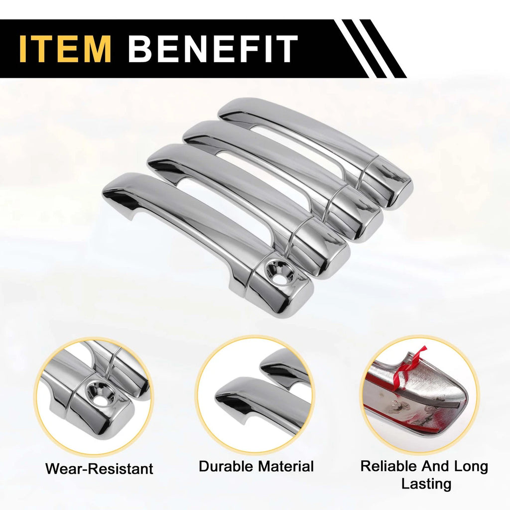 Set of 4 Car Door Handle Protectors for Toyota Tundra (2007–2020) Silver Tone