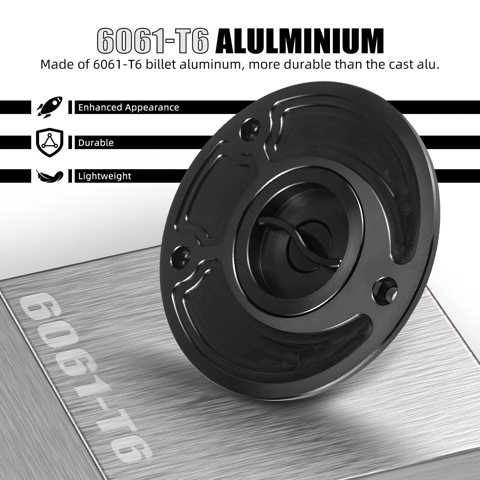 Aluminum Fuel Tank Cap with Rubber Seal for Kawasaki ZX-6R ZX-6RR ZX-9R ZZR600 (1995–2008)