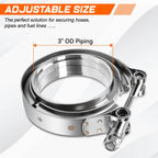 3" OD Stainless Steel V-Band Clamp & Flange Set for Universal Applications