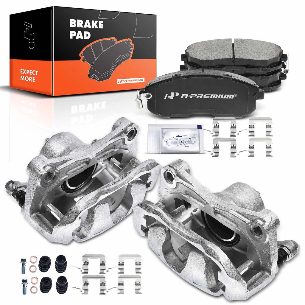 Pair Front Disc Brake Calipers & Ceramic Brake Pads for Nissan Sentra (2013–2019)