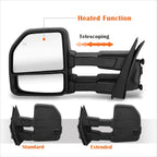Set of 2 Power Heated Black Side Towing Mirrors for Ford F150 (2015–2018) w/LED Smoked Lens