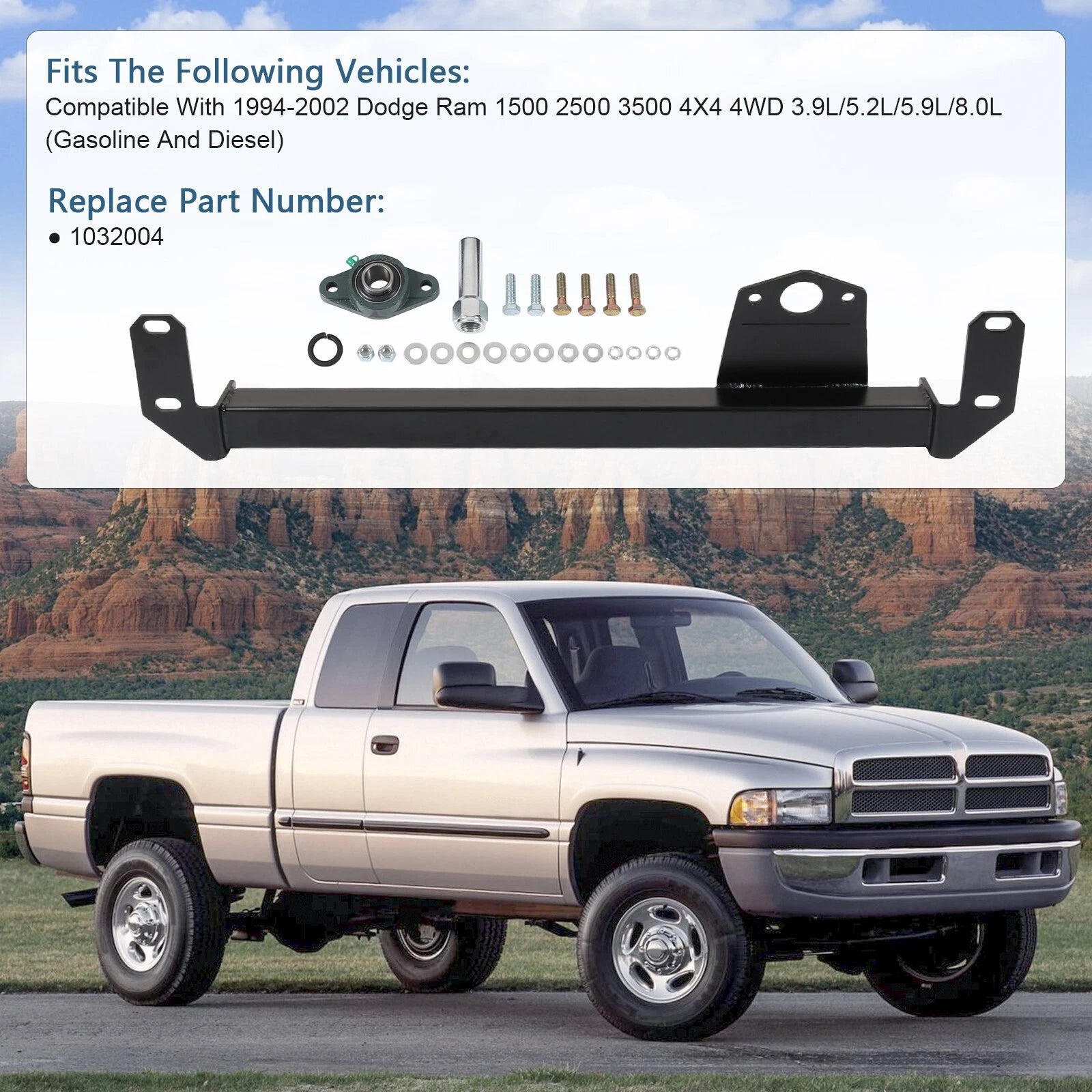 Steering Gear Box Stabilizer Bar for Dodge RAM 1500 2500 3500 (1994–2002)
