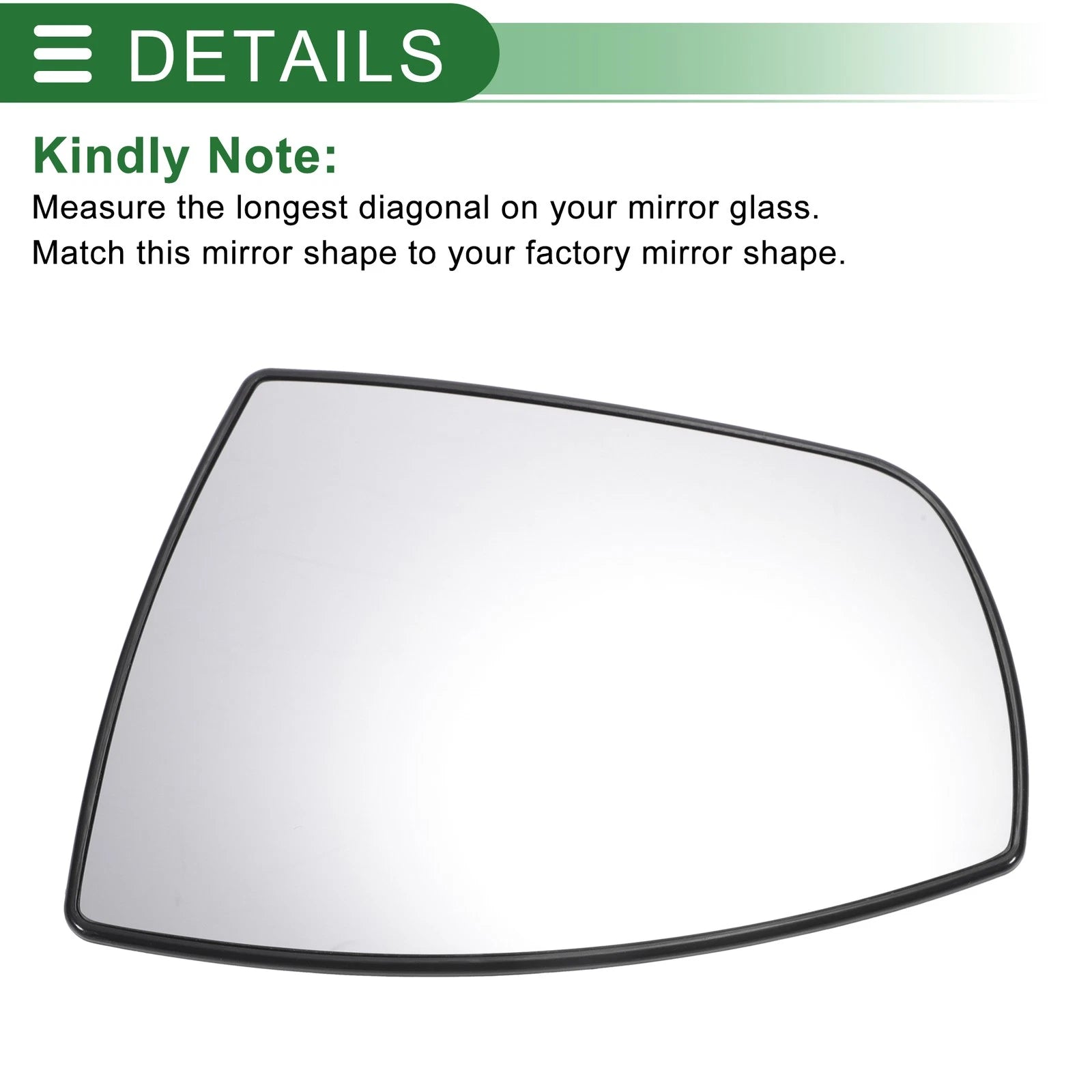 Left Side Heated Convex Mirror Glass for Ford EcoSport (2013–2023) 639664012984