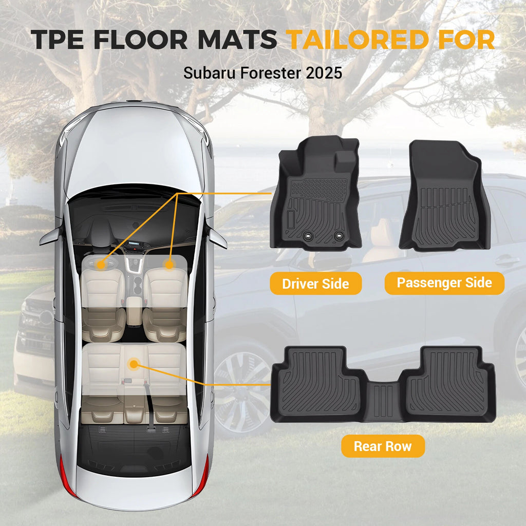 Set of 3D Floor Mats for Subaru Forester (2025–2026) TPE Rubber All Weather