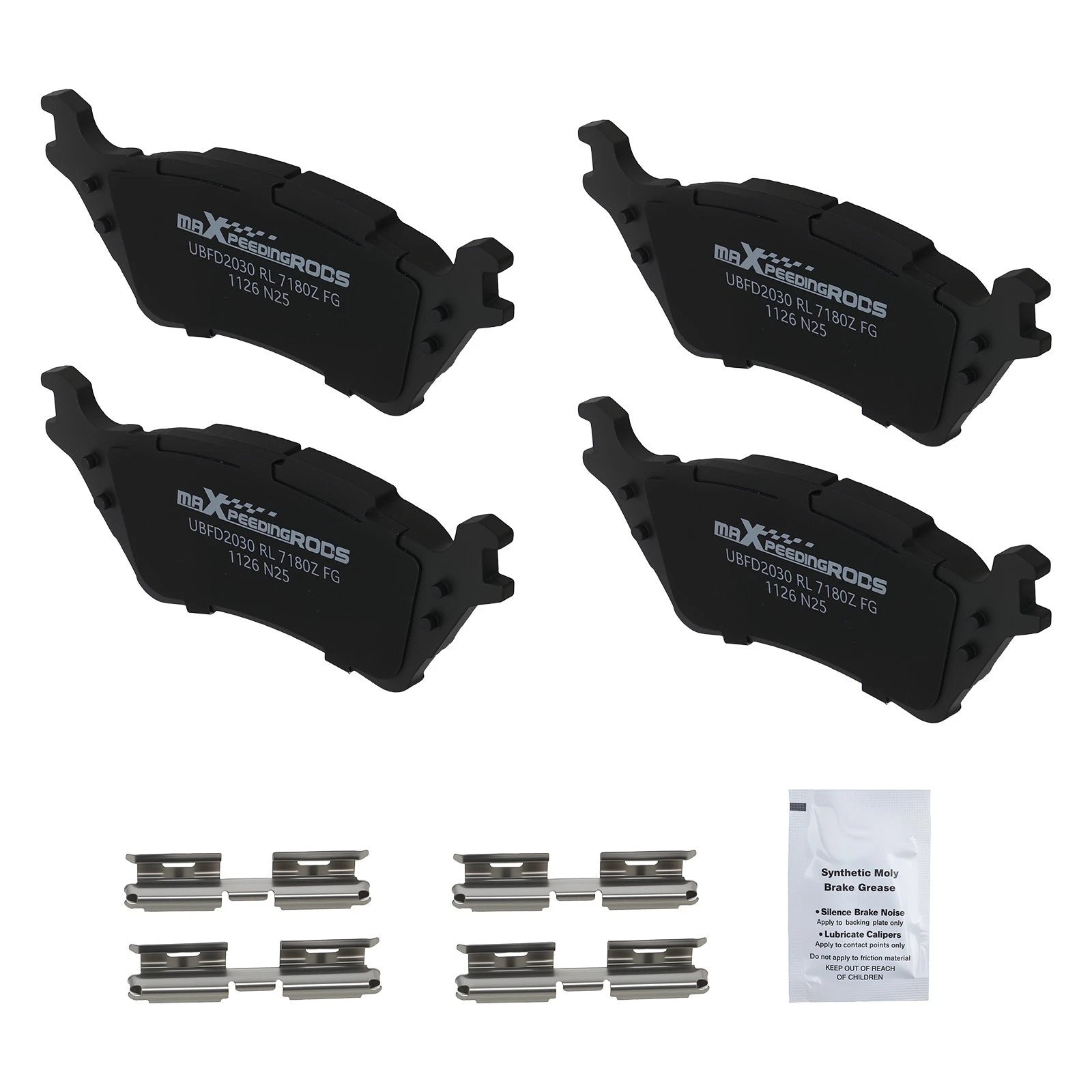 Set of 2 Rear Brake Pads for Ford F-150 (2012–2020) D1602 P1602 w/Lubricant