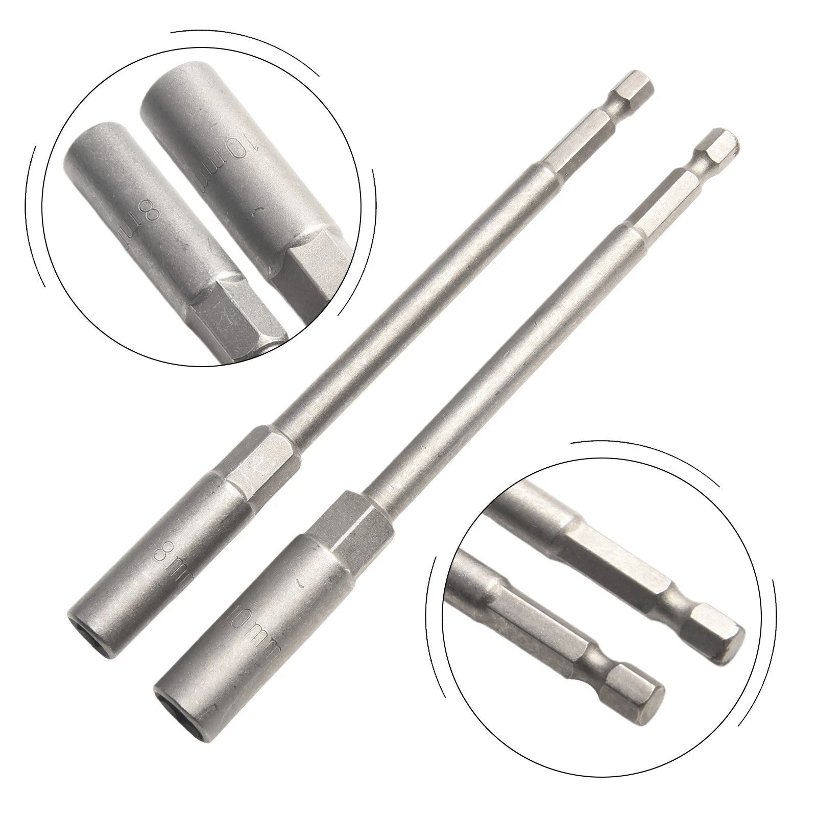 2X Heavy Duty Hex Socket Nut Driver Set for Industrial Applications