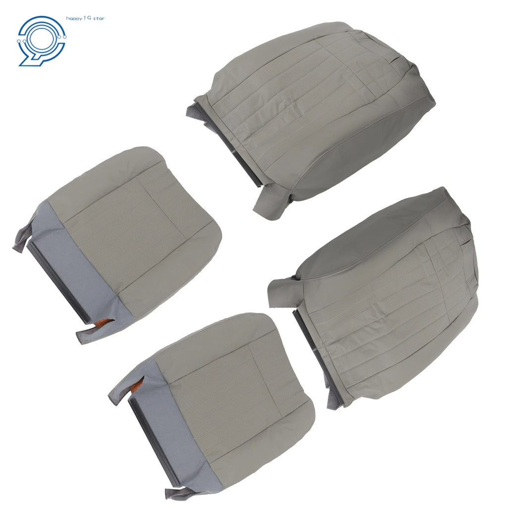 Set of 2 Front Seat Covers for Chevy Impala (1994-1996) Gray Leather Perforation