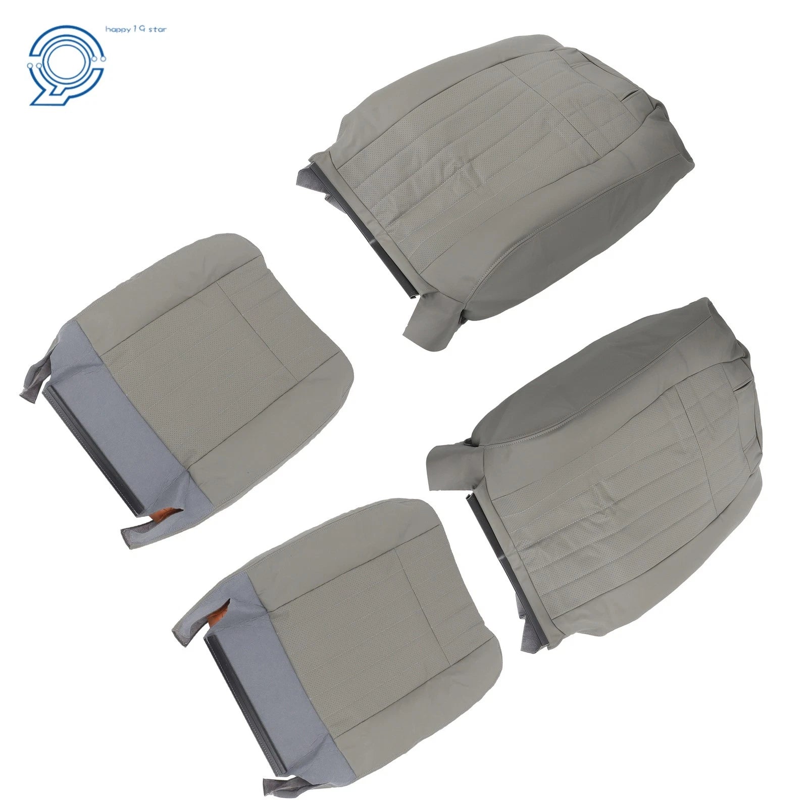 Set of 2 Front Seat Covers for Chevy Impala (1994-1996) Gray Leather Perforation