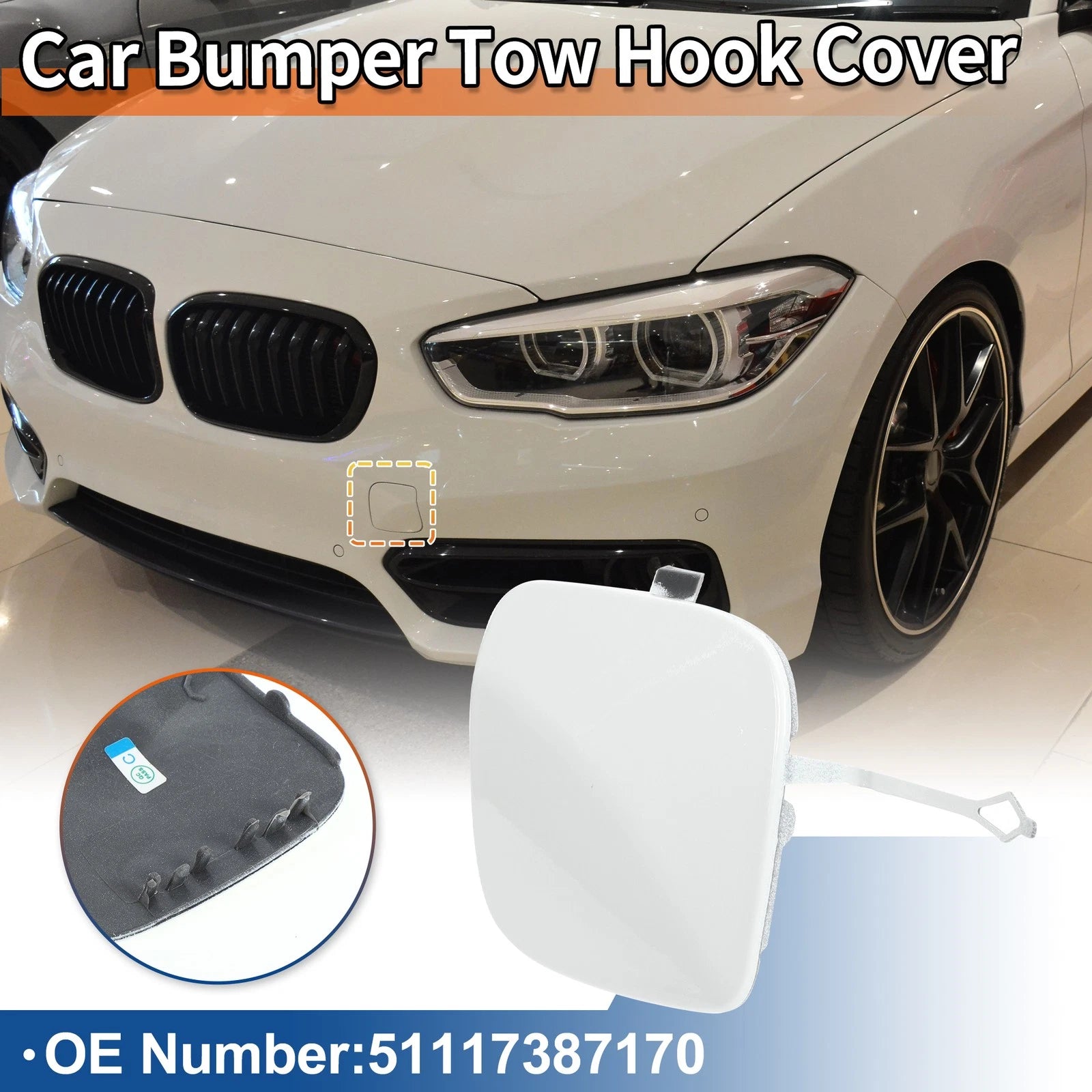 Tow Hook Cover for BMW 1 Series F20 (2012–2019) No. 51117387170 Pure White