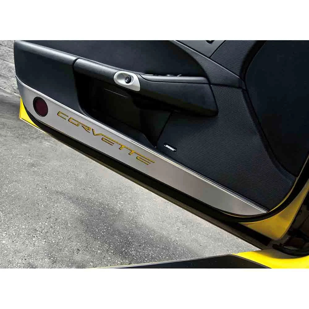 Laser Cut Door Guards with Black Brushed Corvette Inlay for Chevrolet Corvette (2005–2013)