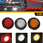 Set of 2 Round 2" LED Side Marker Lights for Truck Trailer (12V)