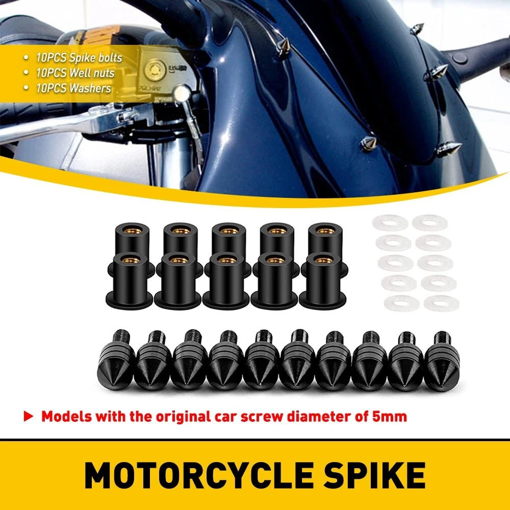 10Pcs Windshield Spike Bolts for Motorcycle (5MM)