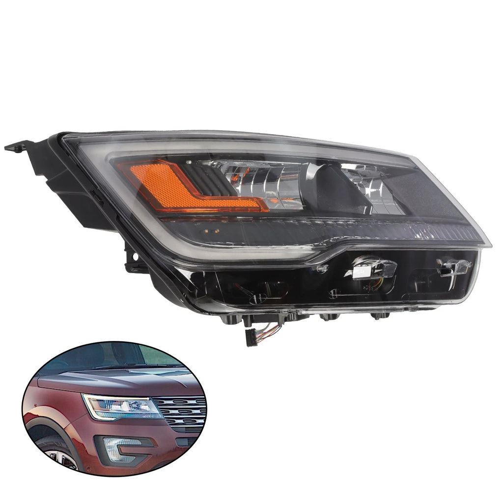 LED Headlight for Ford Explorer Sport (2016–2018) - Black Bezel, Passenger