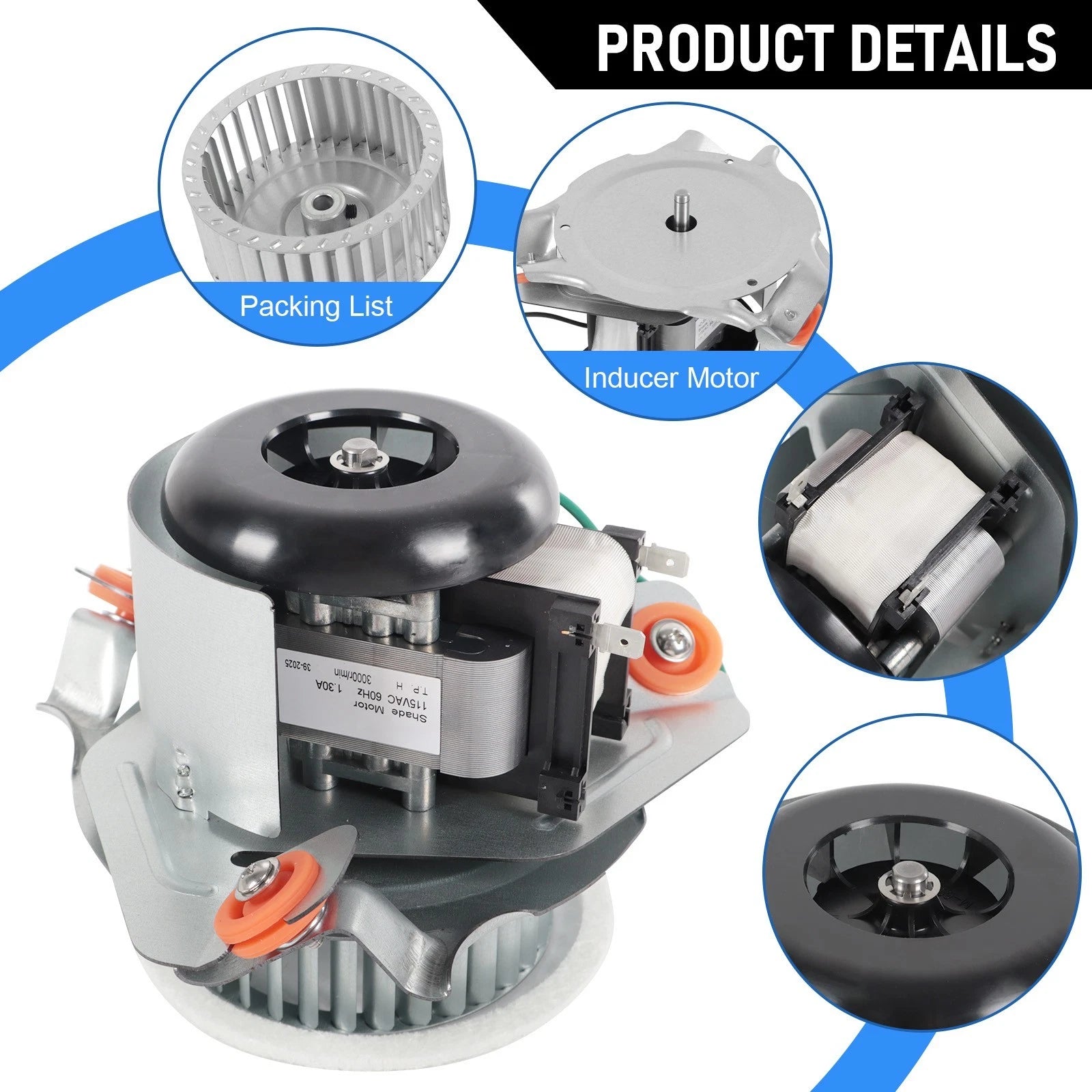Inducer Blower Motor for JAKEL HC21ZE122A (Year Range Not Specified)