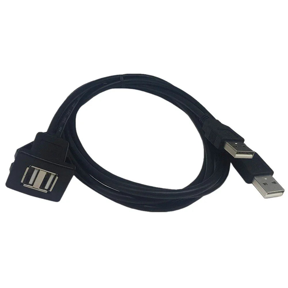 USB Dual Male to Female Car Dash Charger Socket Extension Cable 1M