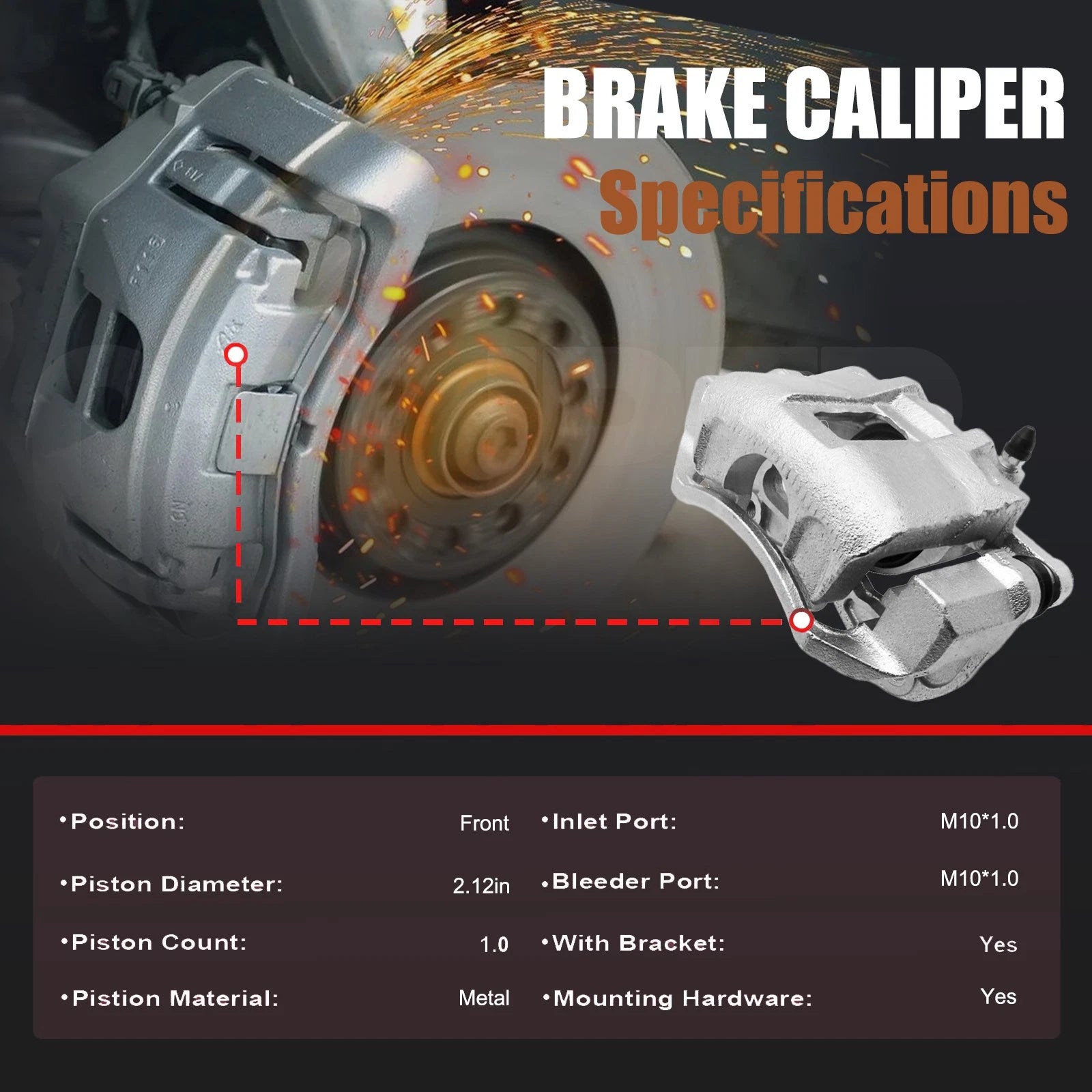 Front Left & Right Brake Caliper w/ Bracket for Kia Rio Dodge Attitude