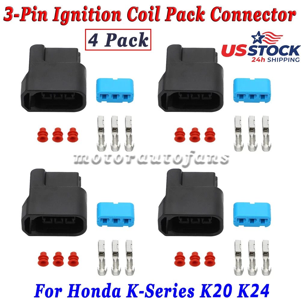 Set of 4 Ignition Coil Pack Connector Plug Housing for Honda K-Series K20 K24