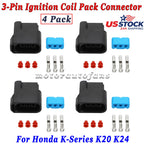Set of 4 Ignition Coil Pack Connector Plug Housing for Honda K-Series K20 K24